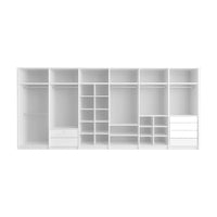 White wardrobe with multiple compartments on a white background