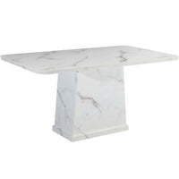 Marble-patterned dining table on a white background