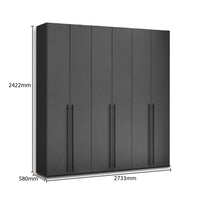 Black wardrobe with dimensions labeled on a white background