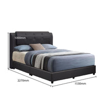 Bed with dimensions labeled on a white background