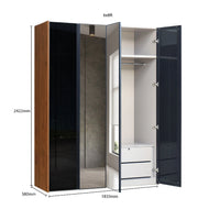 Closet with open doors showing dimensions on a white background
