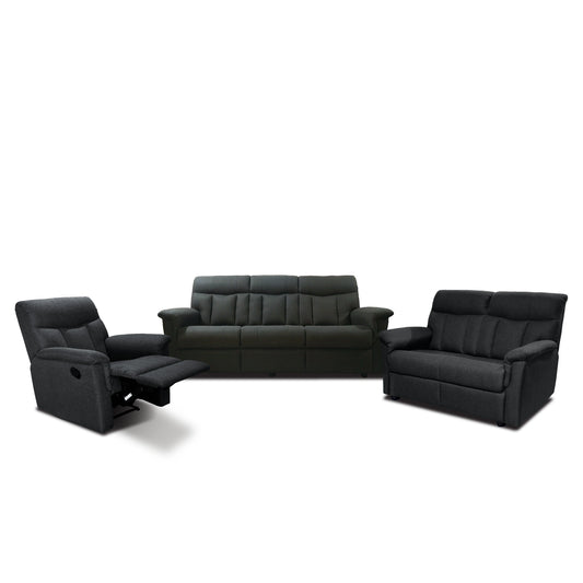 Black leather sofa set on a white background