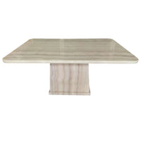 Square marble table with a light beige pattern on a white background