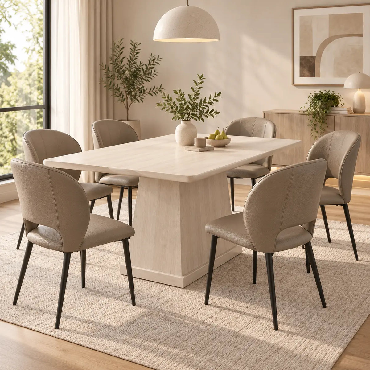 Cecily 6'FT Marble Dining Set