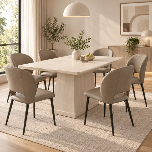 Cecily 6'FT Marble Dining Set