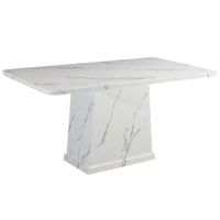 Marble-patterned dining table on a white background
