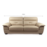 Beige sofa with dimensions indicated