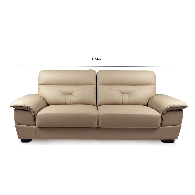 Beige sofa with dimensions indicated