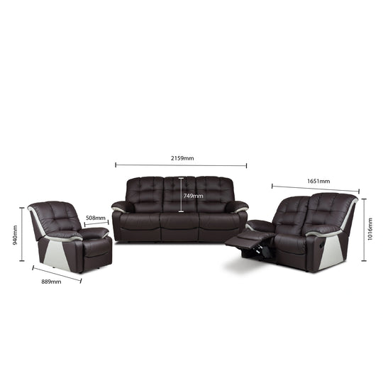 Sorento Premium Comfort Sofa Black leather sofa set with dimensions 