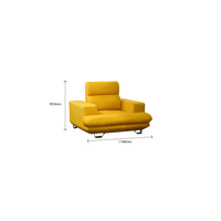 Yellow armchair with dimensions on a white background