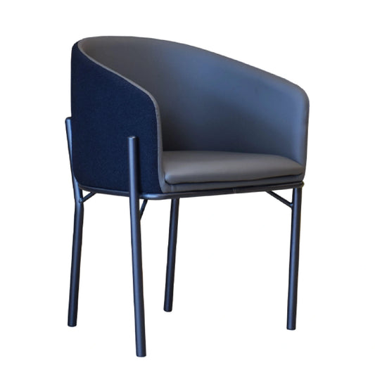 Modern chair with dark blue backrest and seat on a white background