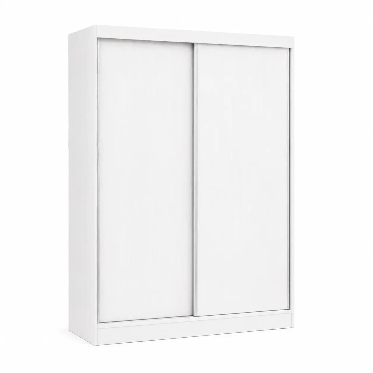 A white two-door sliding wardrobe or closet cabinet shown on a plain white background.