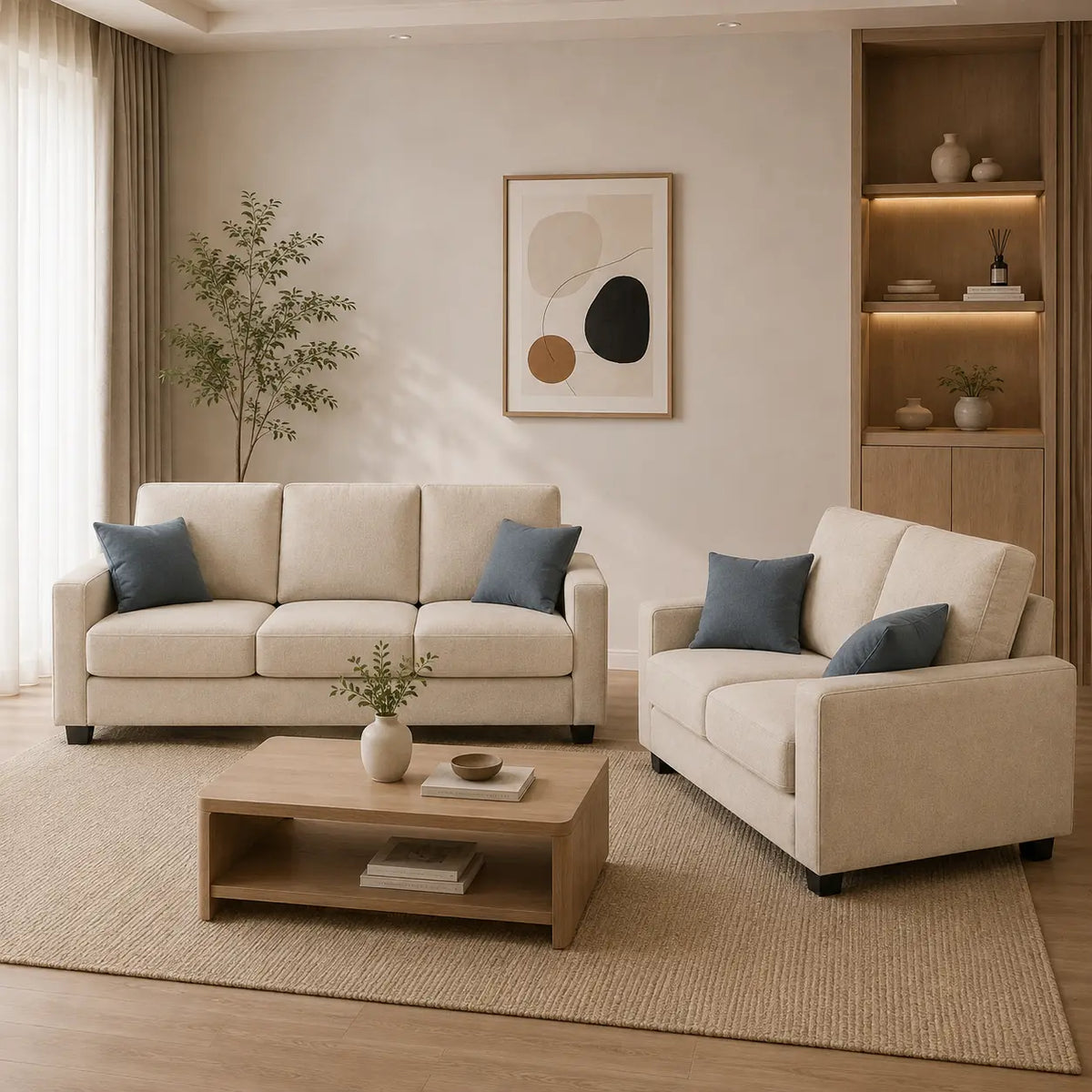 Fiorri 1+2+3 Seater Modern Fabric Sofa Set