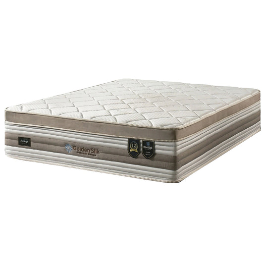 Mattress with 'Golden Silk' branding on a white background
