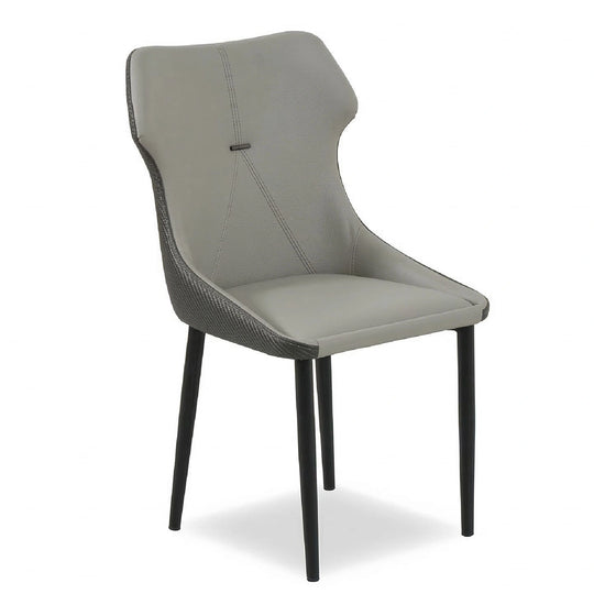 Gray chair with black legs on a white background