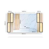 Measurement chart of a bathroom vanity with dimensions labeled