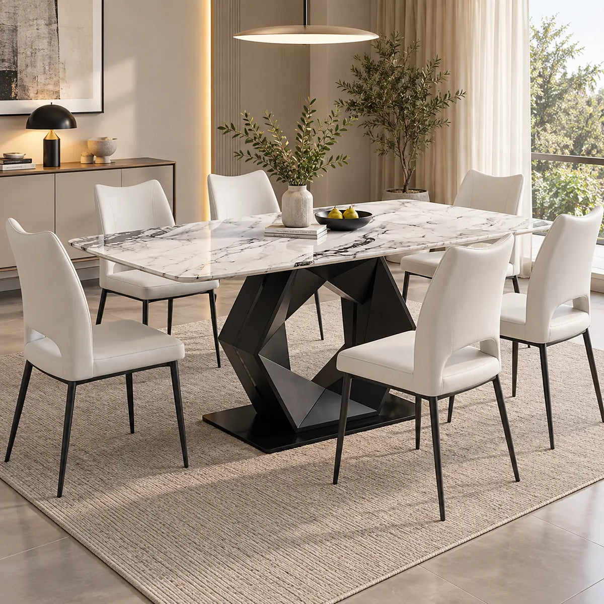 Harlie 6'FT Marble Dining Set