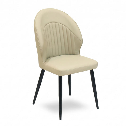 Beige chair with black legs on a white background