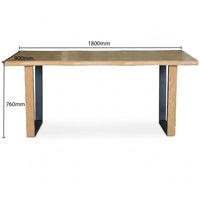 Wooden table with dimensions labeled on a white background