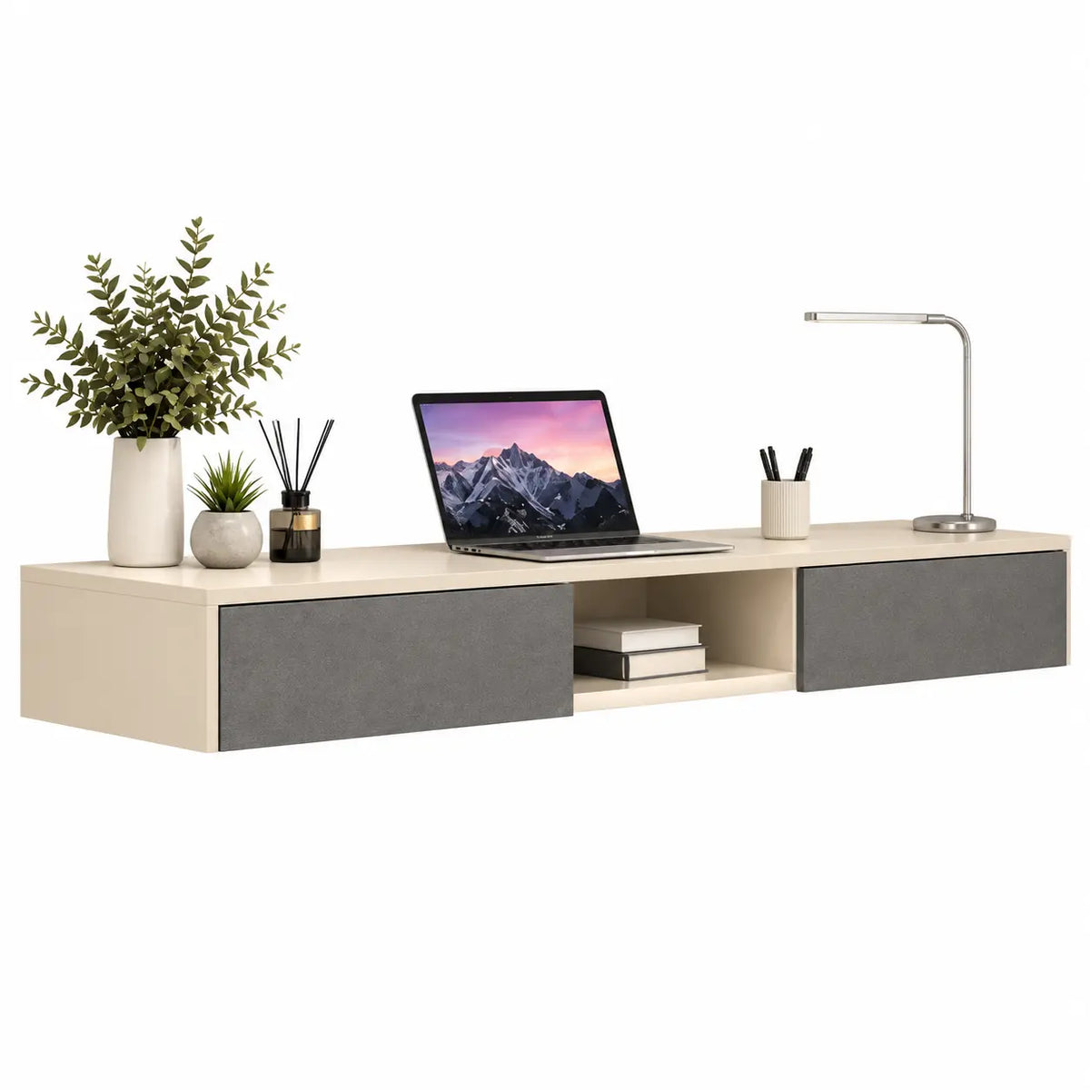 Hover Wall-Mounted Floating Study Table & Bookshelf Set