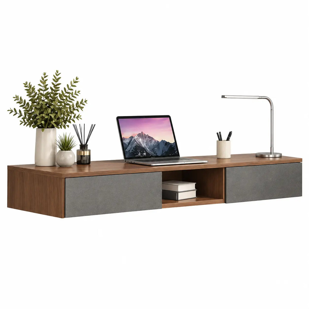 Hover Wall-Mounted Floating Study Table & Bookshelf Set