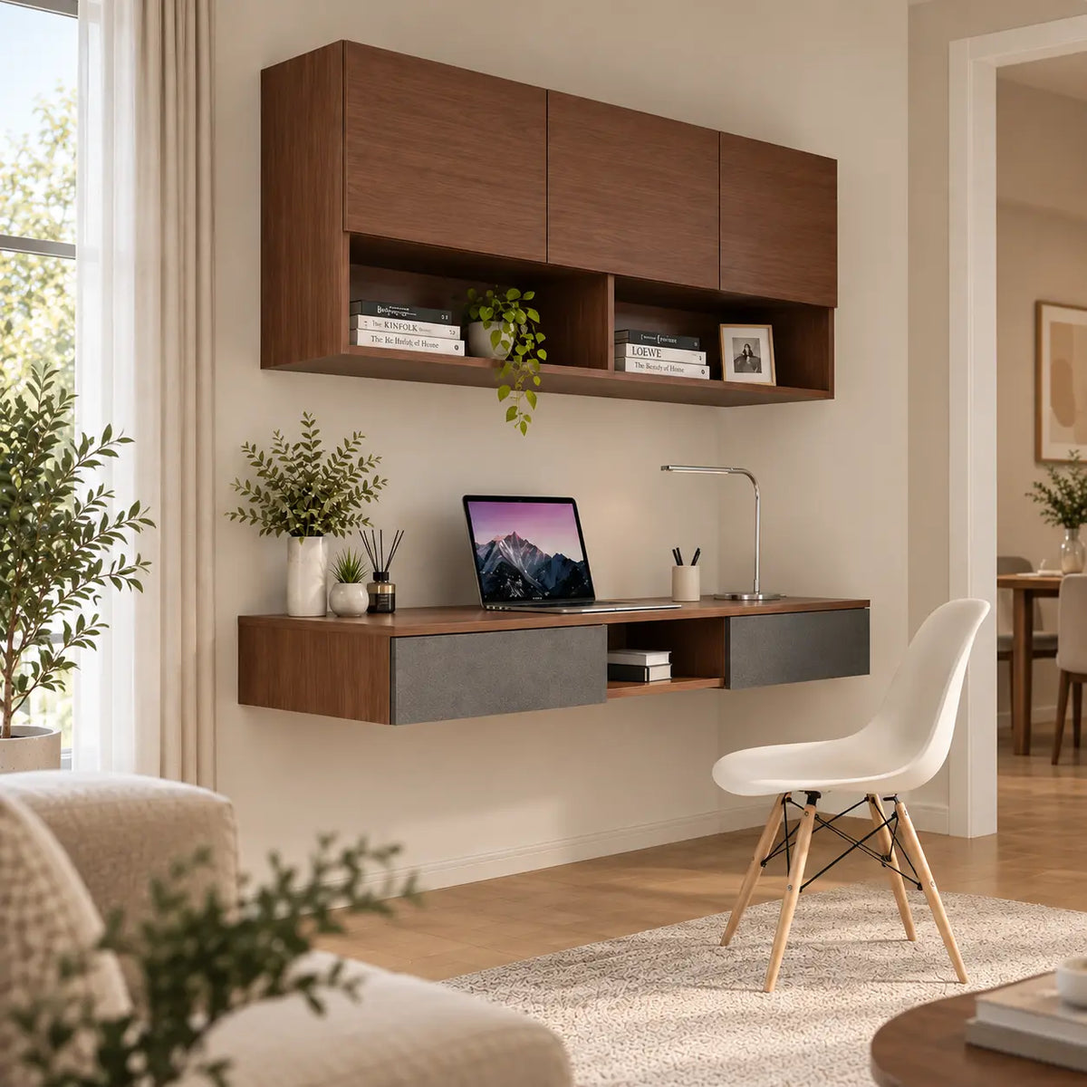 Hover Wall-Mounted Floating Study Table & Bookshelf Set