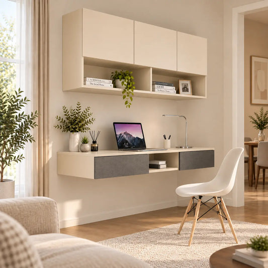 Hover Wall-Mounted Floating Study Table & Bookshelf Set