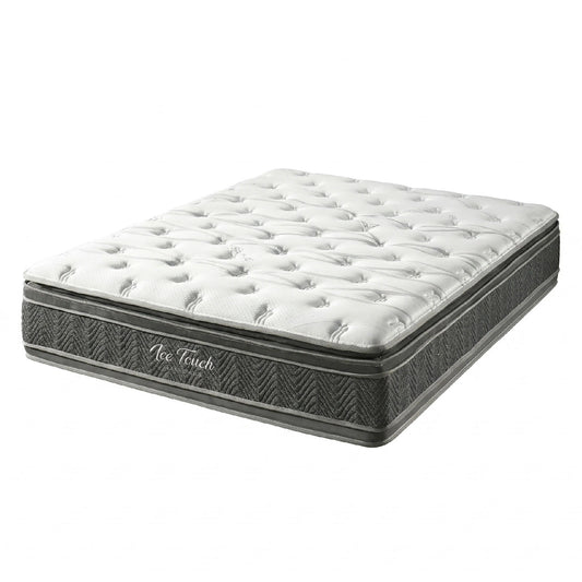 Mattress with tufted design and 'Ice Touch' branding on a white background