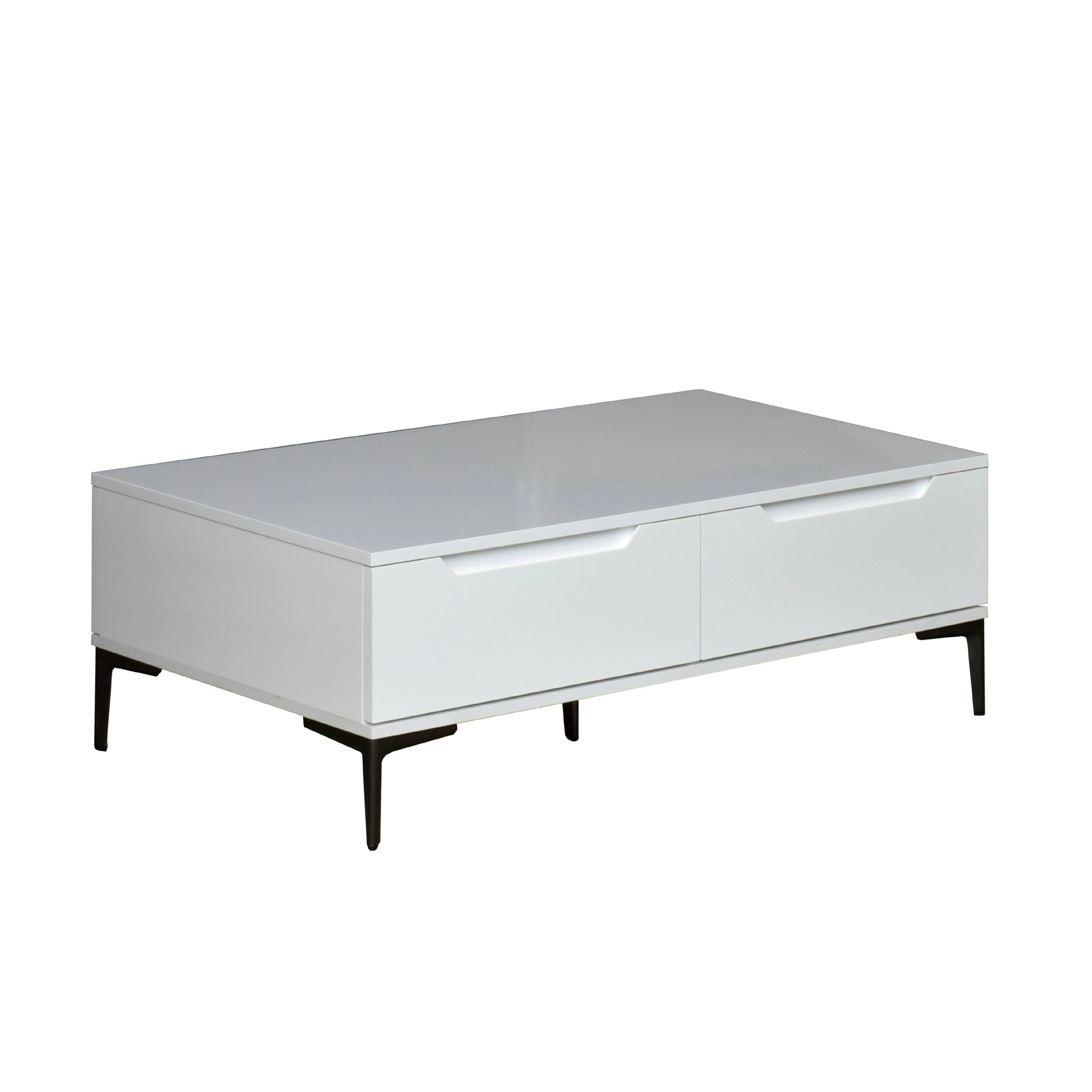White coffee table with a drawer on a white background