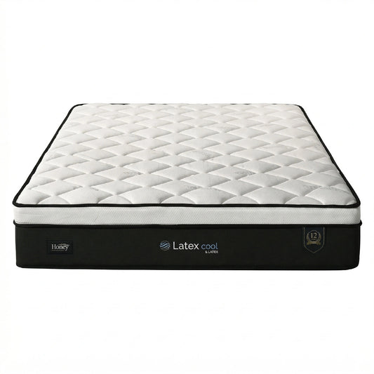 Mattress with 'Latex Cool' branding on a white background