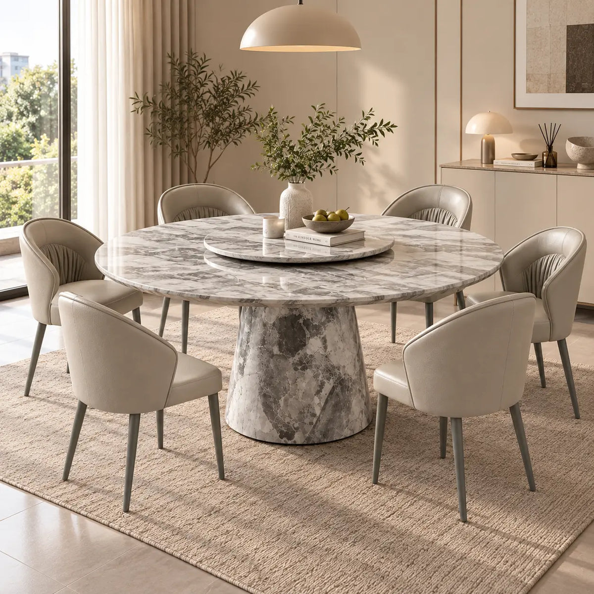 Lexi 6'FT Marble Dining Set
