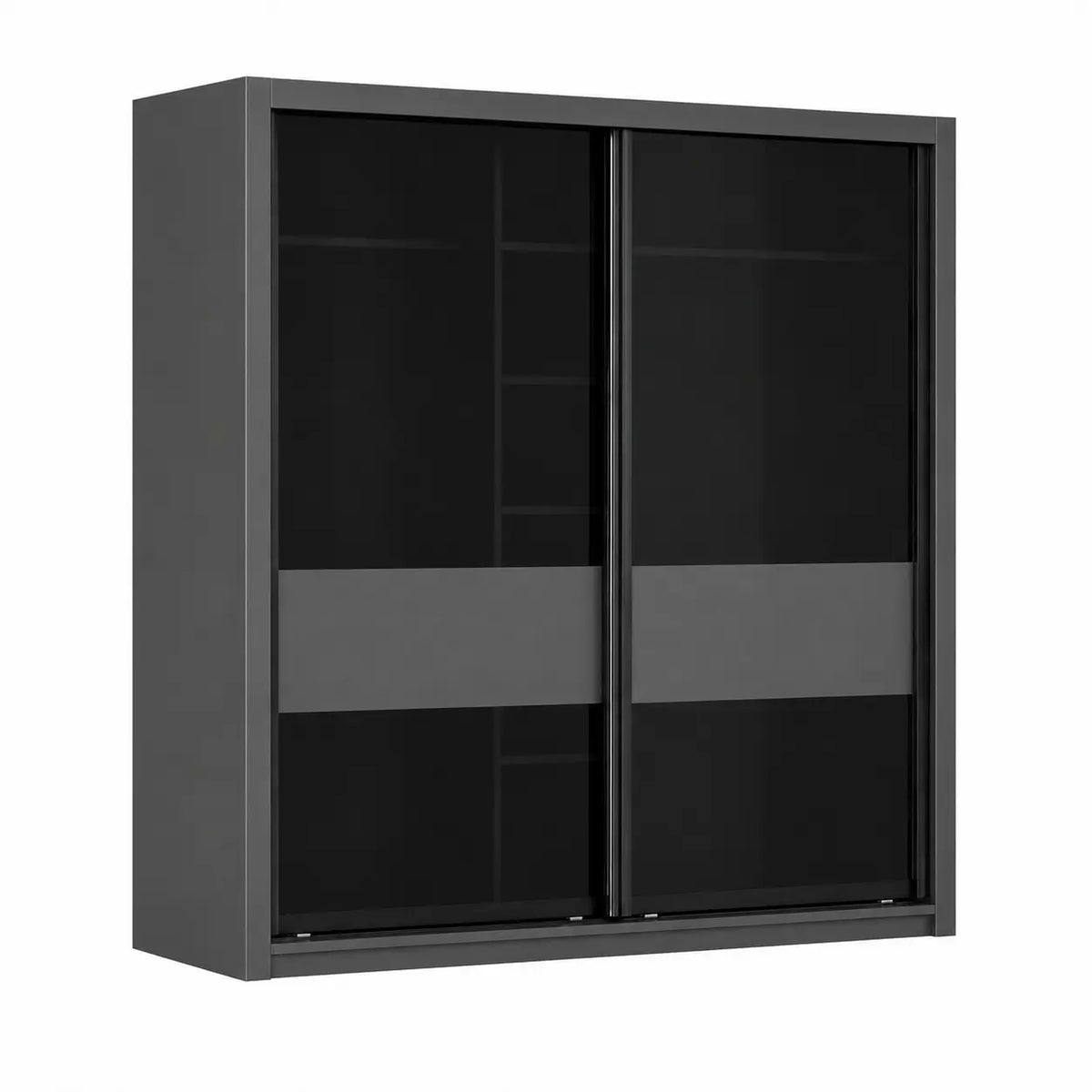 Loura Sliding Door Wardrobe Dark Grey - TD Furniture