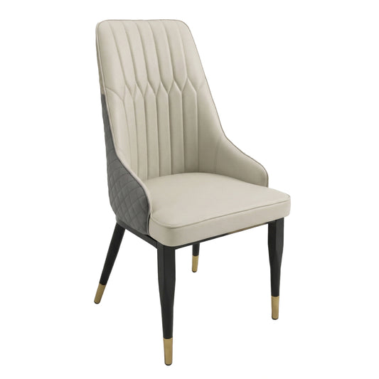 Chair with gray backrest and beige seat on a white background