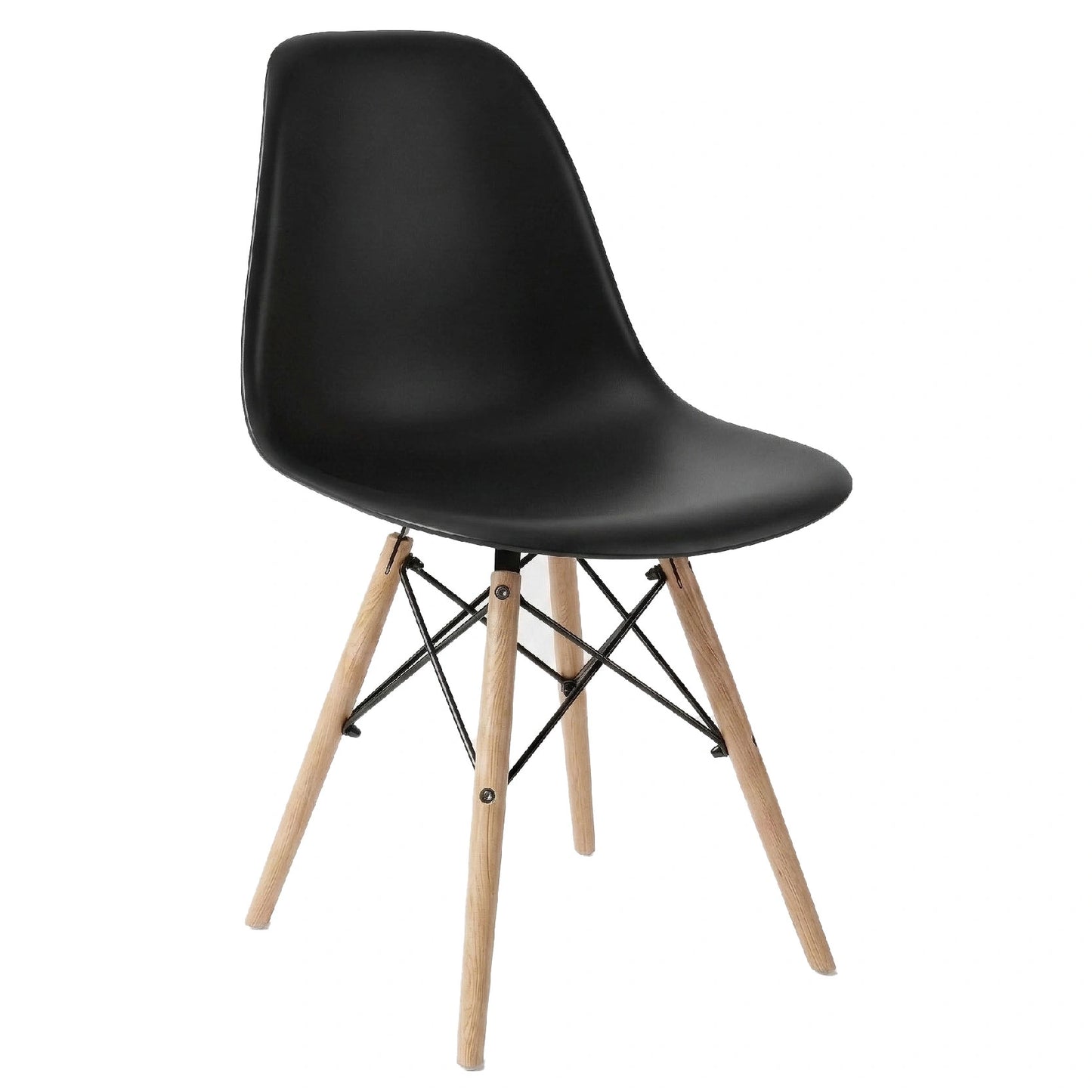 Black chair with wooden legs on a white background