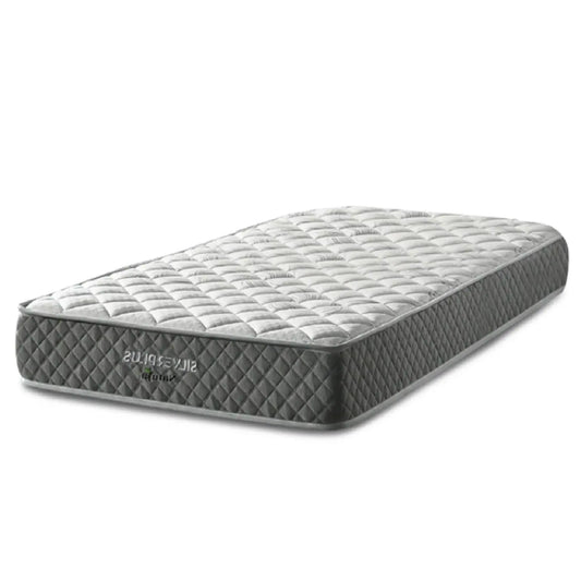 Gray and black mattress on a white background