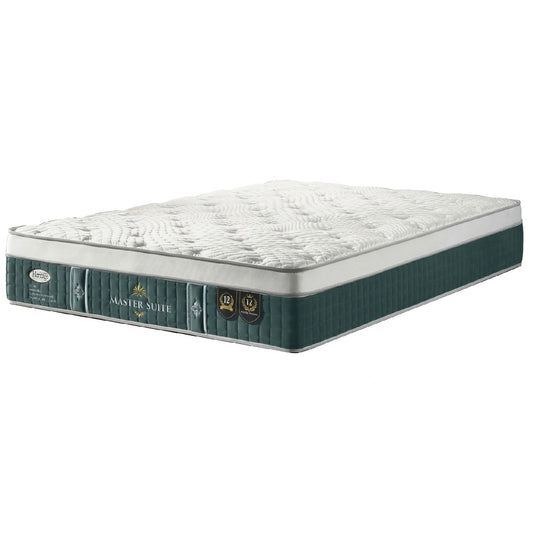 Mattress with 'Master Suite' branding on a white background