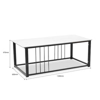 Coffee table with dimensions on a white background