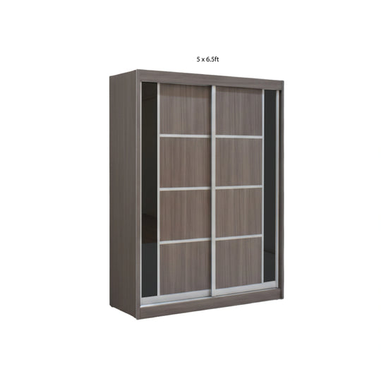 Sliding wardrobe with glass panels on a white background