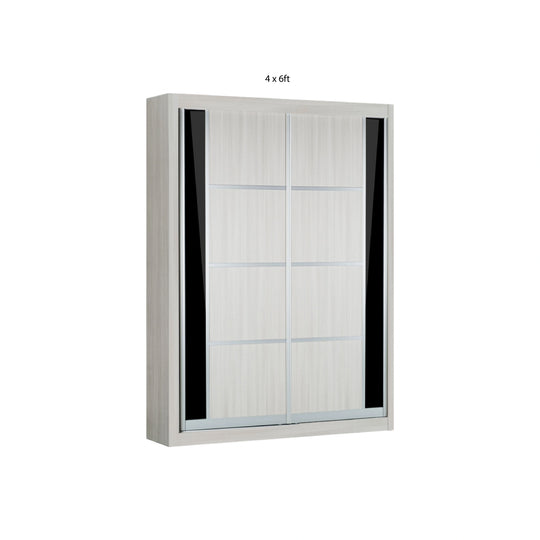 Sliding wardrobe with glass panels on a white background