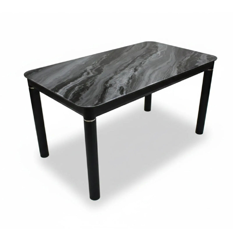 Black marble coffee table on a white background