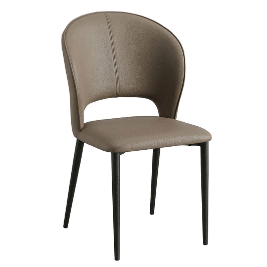 Beige chair with black legs on a white background