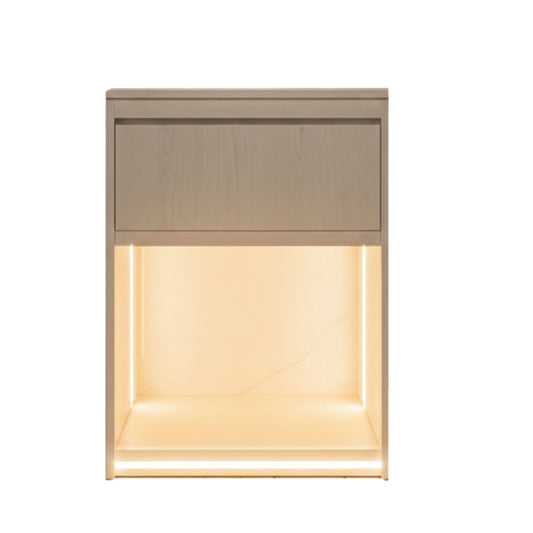 Rectangular light fixture with a beige shade on a white background
