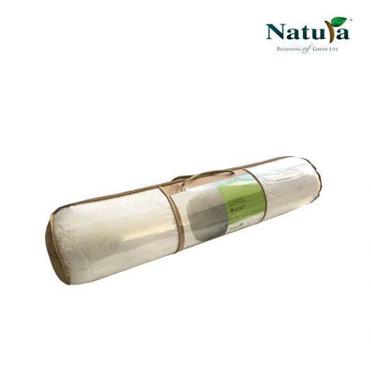Roll of fabric with a green label on a white background, featuring the Natuva brand.