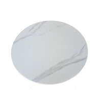 Round marble-like object with gray and white patterns on a white background