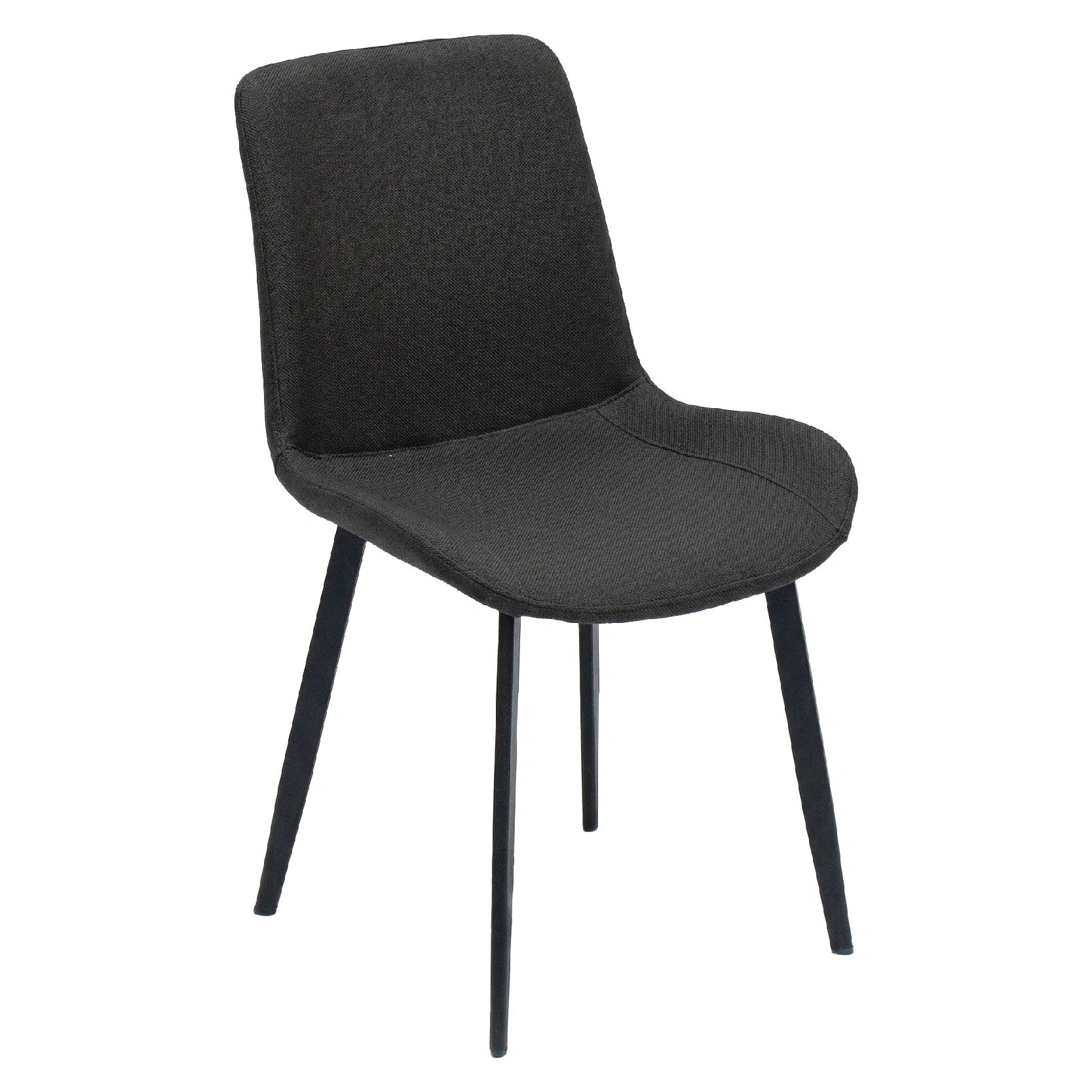 Black chair with a textured seat and backrest on a white background