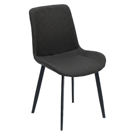 Black chair with a textured seat and backrest on a white background