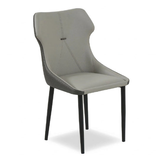 Gray chair with black legs on a white background