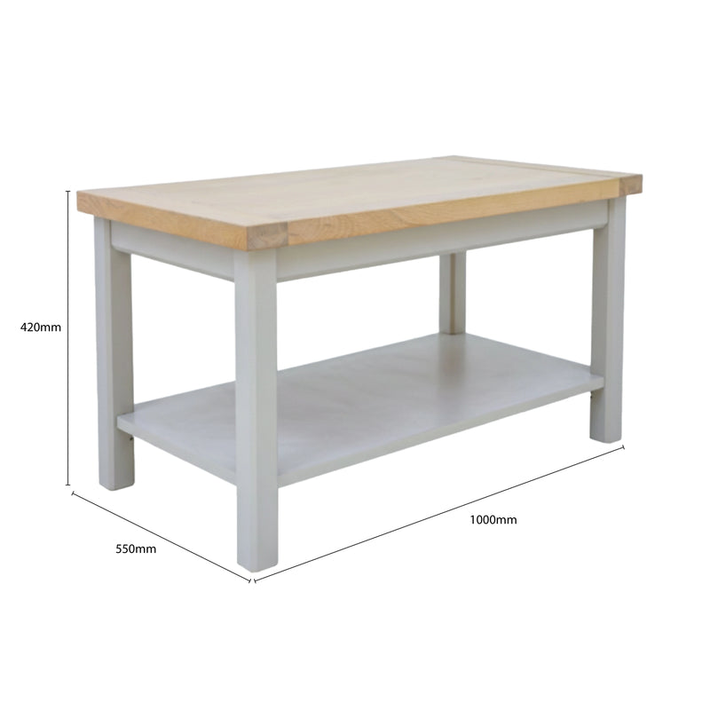 Measurement chart of a kitchen island with dimensions labeled