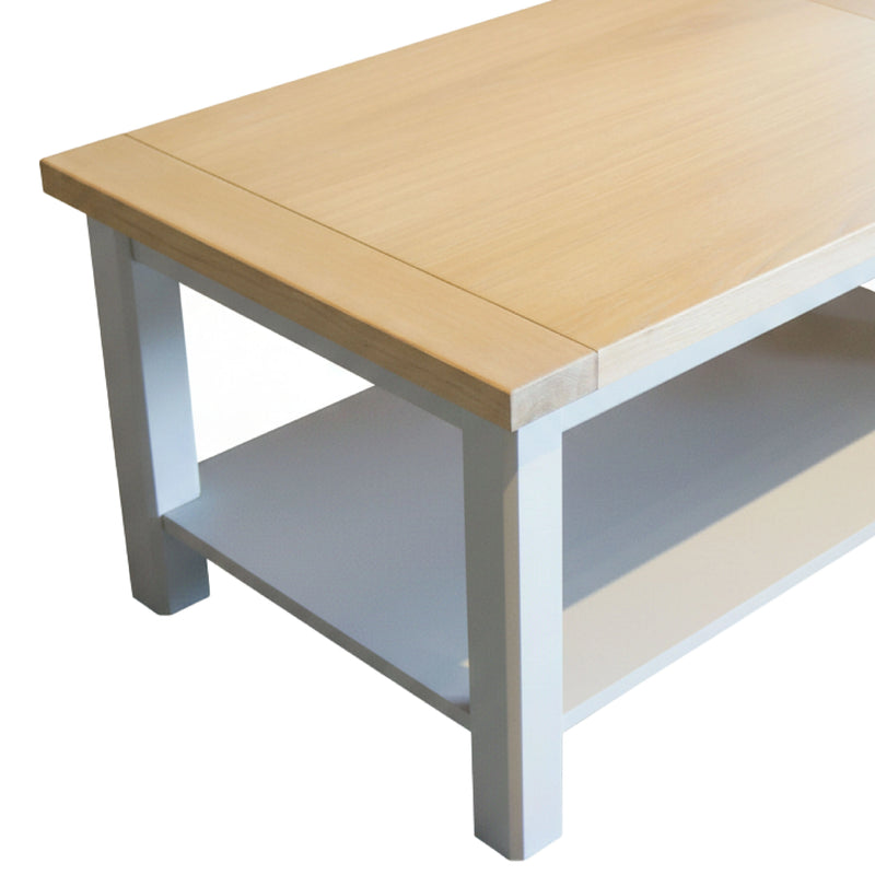 Wooden table with white base on a white background