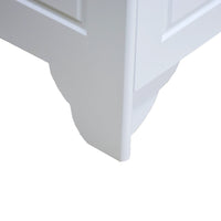 Close-up of a white cabinet corner on a white background